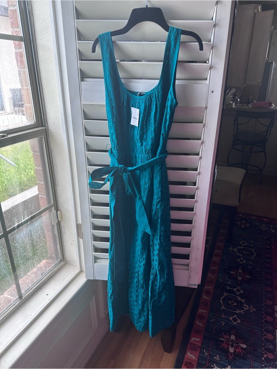 J. Crew Dresses & Skirts - J. Crew Teal Eyelet Maxi Dress with Waist Tie